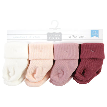 Hudson Baby Unisex Baby Cotton Rich Newborn and Terry Socks, Solid Blush Pink, 6-12 Months, Solid Blush Pink, 6-12 Months