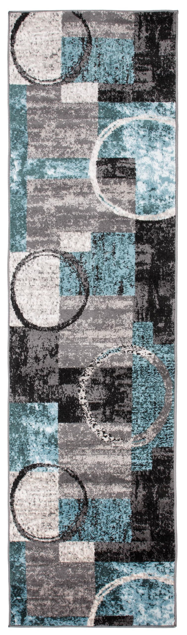 Rugshop Contemporary Circle Design Runner Rug, Carpet with Jute Backing for Hallway, Entryway, or Kitchen, Gray, 2'7" x 10'