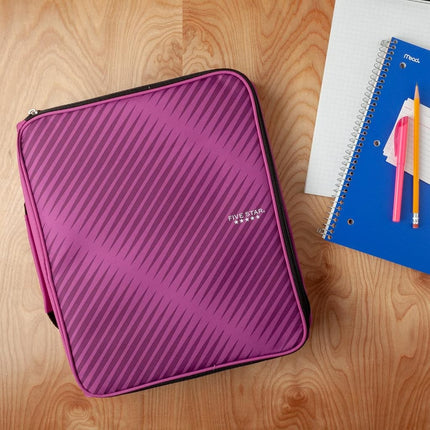 Five Star Zipper Binder, 2 Inch 3-Ring Binder, 6-Pocket Expanding File, 380 Sheet Capacity, Purple (72540)