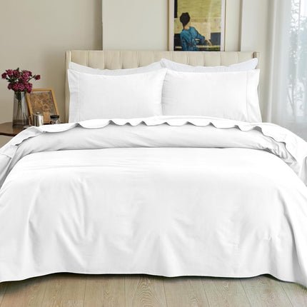 Elegant Comfort Soft 4-Piece 100% Turkish Cotton Flannel Sheet Set - Premium Quality, Deep Pocket Fitted Sheet, Ultra Soft, Cozy Warm and Anti-Pill Flannel Sheets - Cali King, White