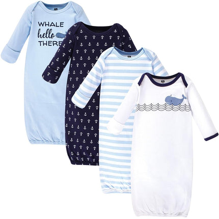 Hudson Baby Baby-Girls Cotton Gowns, Sailor Whale, 0-6 Months