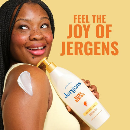 Jergens Ultra Healing Dry Skin Lotion, Hand and Body Moisturizer for Quick Absorption into Extra Dry Skin with Hydralucence Blend, Vitamins C, E and B5, White, 32oz