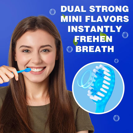 Malisseladi 5 in 1 Mini Brushes-Disposable Toothbrushes with Toothpaste + Floss + Pick + Tongue Scraper | Travel Size | Individually Wrapped | Soft | Mint | Travel Set (Mint, 52pcs(2Pack))