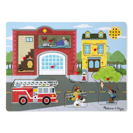 Melissa & Doug Alrededor de la estación de bomberos: Paquete de rompecabezas de sonido con 1 minipad rasca y divertido compatible con M&D (00736)