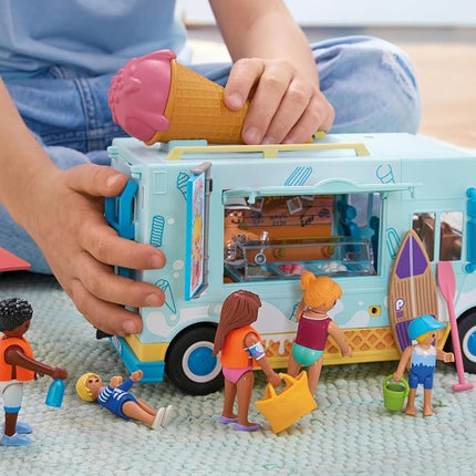 Playmobil | Vacation on the Beach | Ice Cream Truck with Surf Shop | Toy from 4 years | Gift for children | Encourages creativity & role play | Beach adventure with figures & vehicle | 71904