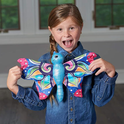 Wild Republic Huggers Butterfly Blue Plush Toy, Slap Bracelet, Stuffed Animal, Kids Toys, 8"