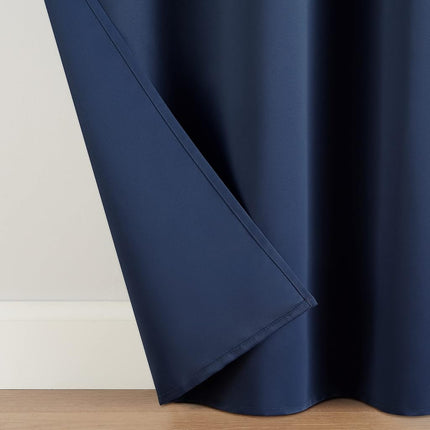 Eclipse Andover Solid Tripleweave Thermal Blackout Grommet Curtains for Bedroom (2 Panels), 42 in x 63 in, Navy