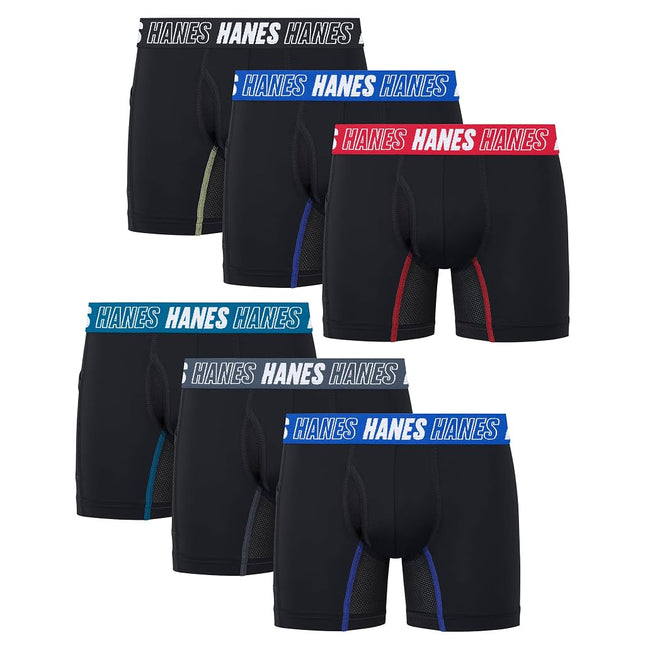 Hanes Boys Moves Underwear Anti Chafe Boxer Briefs, New Ebony, Large