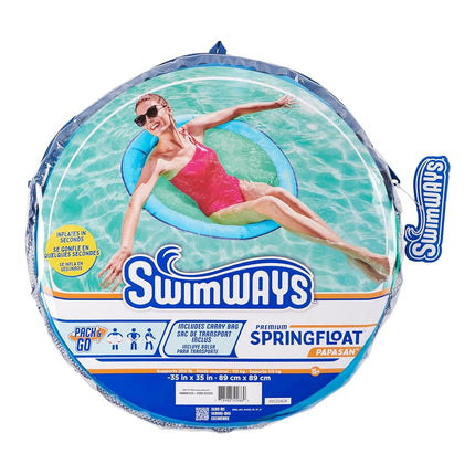 SwimWays Spring Float Premium Papasan Pool Lounger for Swimming Pool, Inflatable Pool Floats Adult with Fast Inflation for Ages 15 & Up, Sky Blue