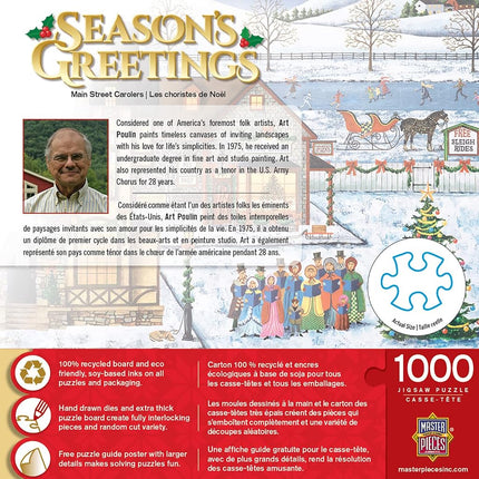 MasterPieces Seasonal Holiday Jigsaw Puzzle, Main Street Carolers, Singing, Featuring Art by Art Poulin, 1000 Pieces