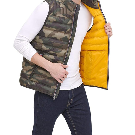 Tommy Hilfiger mensLightweight Down Quilted Puffer Vest Long Sleeve Down Vest - Multi - X-Large