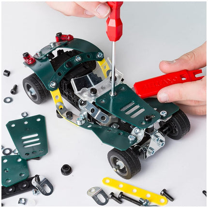 Meccano by Erector 5 in 1 Roadster Pull Back Car Building Kit, STEM Engineering Education Toy for Ages 8 and up