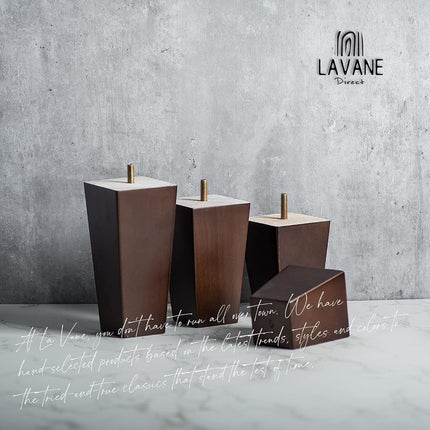 La Vane 3 inch / 8cm Solid Wood Furniture Legs Set of 4, Walnut Square Pyramid Replacement Feet for Couch Sofa Armchair - Mid-Century Modern with Pre-Drilled M8 Bolt & Metal Mounting Plates