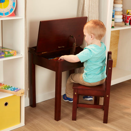 Mesa y silla elevables Melissa & Doug para niños (muebles infantiles, expreso, marrón, 2 piezas, 40,9 cm de alto x 60 cm de ancho x 58,9 cm de largo, gran regalo para niñas y niños, ideal para niños de 3, 4, 5, 6, 7 y 8 años)