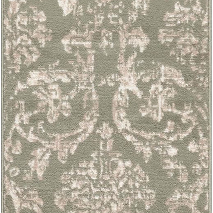 Nourison Jubilant Damask Olive 2' x 4' Area Rug, Easy Cleaning, Non Shedding, Bed Room, Living Room, Dining Room, Kitchen (2x4)