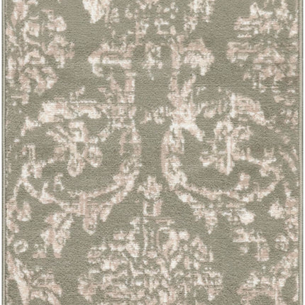 Nourison Jubilant Damask Olive 2' x 4' Area Rug, Easy Cleaning, Non Shedding, Bed Room, Living Room, Dining Room, Kitchen (2x4)