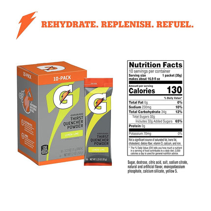 Gatorade Thirst Quencher Powder, Lemon Lime, 1.23oz Packets, Makes 20 ounces (80 Pack)