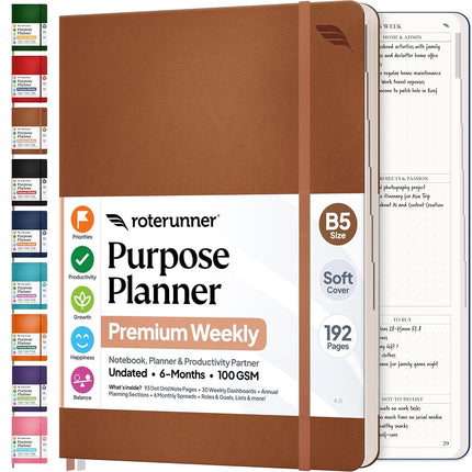 Purpose Planner Notebook B5 7.5”x9.8” Undated Dail