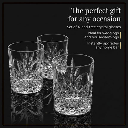 Godinger Old Fashioned Whiskey Glasses, Drinking Glasses for Scotch, Cocktails, Water, Juice - Set of 4