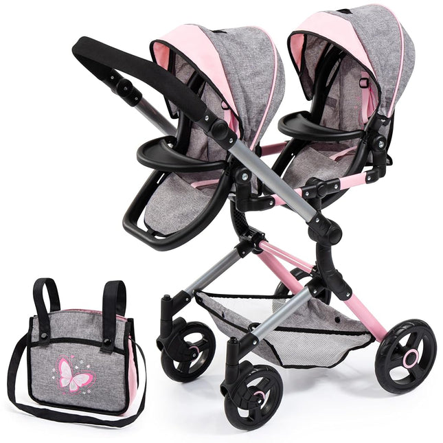 Bayer Twin Dolls Double Pram - Foldable Dolls Doub