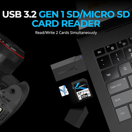 SABRENT SD, Micro SD Card Reader, USB SD Card Adapter, USB 3.2 Gen 1 to SD Memory Card Reader OTG, Support MacBook, PC, laptops, etc. (CR-UMSS)
