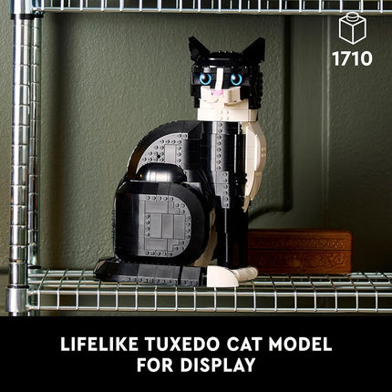 LEGO Ideas Tuxedo Cat, Home Décor, Cat Gift Idea for Animal-Lovers, Cat Lover Gifts, Collectible Model, Creative Activity, Building Set for Adults, 21349
