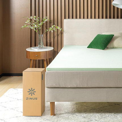 ZINUS 1.5 Inch Green Tea Memory Foam Mattress Topper, Smaller, More Convenient WonderBox Packaging, Pressure-Relieving Layers, CertiPUR-US Certified, Full