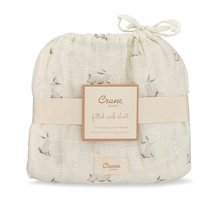 Crane Baby 100% Organic Cotton Gender Neutral Animal Nursery Bedding, Fitted Sheet, Soft Breathable GOTS Certified Cotton, Bunny Crib Sheet