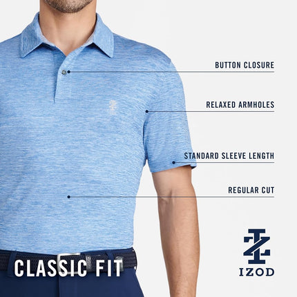 Izod Mens Swingflex Elite Short Sleeve Golf Polo, Moonlight Blue, Medium