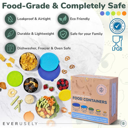 Everusely Stainless Steel Microwave Food Containers 5 Buzzers