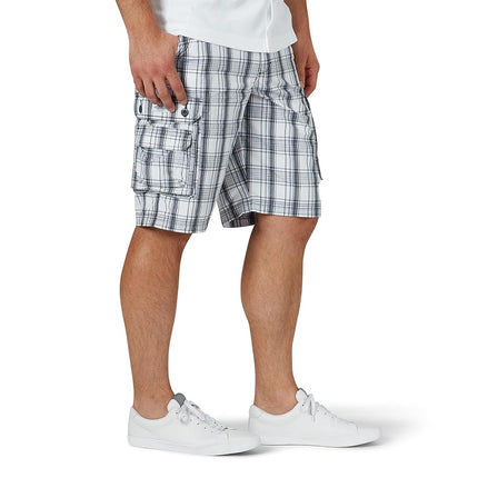 Lee Men's Dungarees New Belted Wyoming Cargo Short, Blue Mirage Plaid, 29