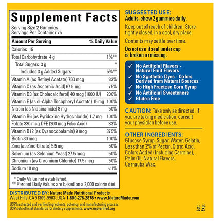 Nature Made Multi for Him, Multivitamin for Men for Energy Metabolism Support, Mens Multivitamins, 150 Gummy Vitamins and Minerals, 75 Day Supply