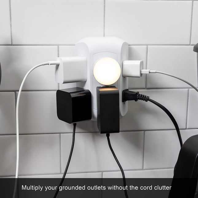 GE Pro Extensor de 6 Salidas, Protector contra Sobretensiones, Enchufe de Pared Espaciado, Acceso Lateral, Regleta de 3 Clavijas, Estación de Carga, 560 Julios, Certificado UL, Blanco, 43648