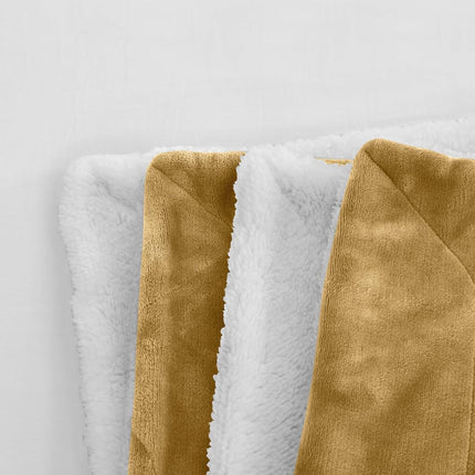 Elegant Comfort Reversible and Ultra-Plush Flannel Fleece Sherpa Throw- Lightweight Soft and Cozy- All Season Decorative Throw, Perfect for Lounging, 50 x 60 inches, Gold