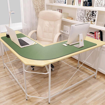 Mydours L-Shaped Computer Desk Pad 115x115x40cm, PU Leather Corner Office Desk Blotter Table Workstation Writing Mat Gaming Mouse Pad for Home and Office (Green)