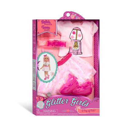 Glitter Girls 14 Inch Doll Clothes, A Pop of Pink 7 Piece Outfit Set