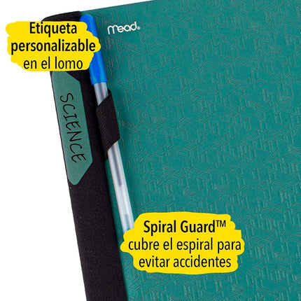 Five Star Spiral Notebook + Study App, 5 Subject, College Ruled Paper, Advance Notebook with Spiral Guard, Movable Tabbed Dividers and Expanding Pockets, 8-1/2" x 11", 200 Sheets, Green (73148)
