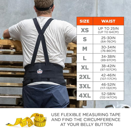 Ergodyne ProFlex 1650 Back Support Belt, 7.5" Elastic, Adjustable, Removeable Straps, 4XL