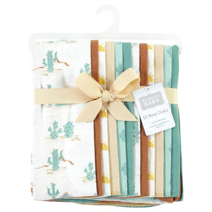 Hudson Baby Unisex Baby Cotton Flannel Burp Cloths Bundle, Desert Cactus, One Size