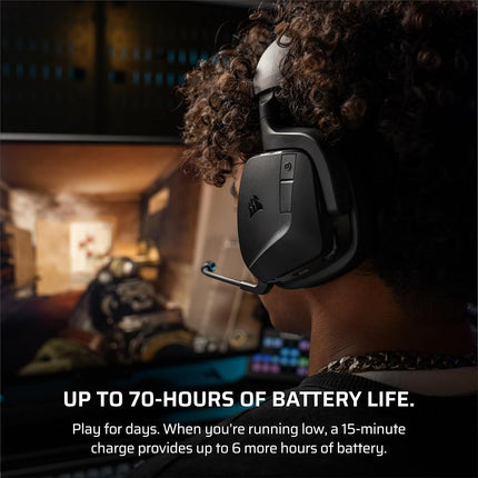 Corsair VOID v2 Wireless Gaming Headset with Bluetooth for PC, PS5, PS4, Switch, Mobile – Dolby Atmos, 70 Hr Battery, Dual Wireless, Lightweight, Fast Charging – Carbon