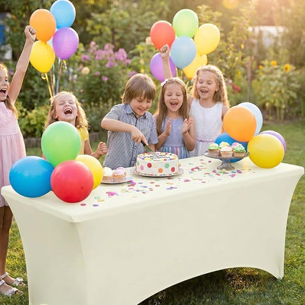 Utopia Kitchen Lot de 2 nappes rectangulaires en Spandex ivoire de 1,2 m - Ajustées, lavables, résistantes aux plis, extensibles - Pour foires commerciales, mariages, fêtes - 122 x 76 x 76 cm