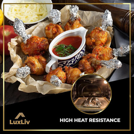 100m - 2 x LuxLiv 50m High Quality Heavy Duty 20 Micron Kitchen Foil Catering Aluminium Tin Foil Roll - 30cm Wide
