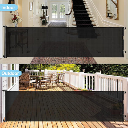 WOMHOM 120 Inch Extra Wide Baby Gate for Large Opening Retractable Gates Doorway Long Dog The House Outdoor Adjustable Pet Dogs Indoor Mesh Child (Black), 35'' Tall x 120'' (WJTD-606)