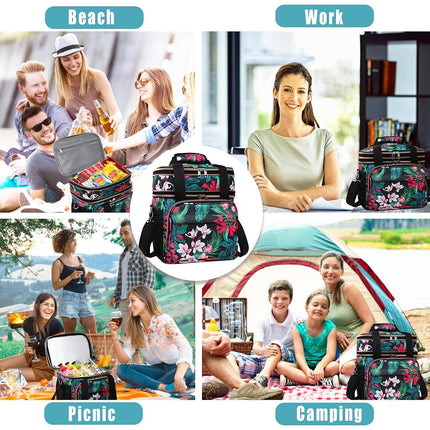 GLENKEY Expandable Lunch Box Women Insulated Soft Leakproof Cooler Bag