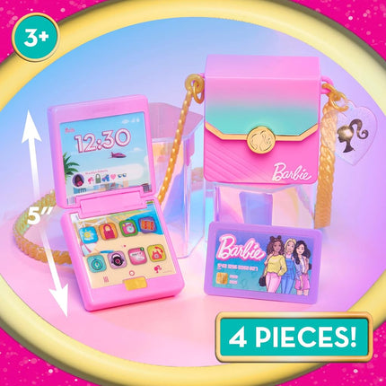Coffret Téléphone Barbie Tendances Sons et Lumières, 4 Pièces, Téléphone Jouet Interactif, Portefeuille Jouet, Déguisement et Jeu d'Imitation, Jouet pour Enfants à Partir de 3 Ans par Just Play