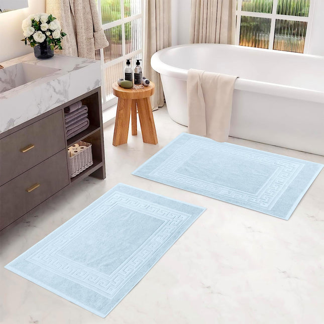 Superior Bath MAT LB 100-Percent Premium Long-Staple Combed Cotton 2 Piece Bath Mat Set, Light Blue