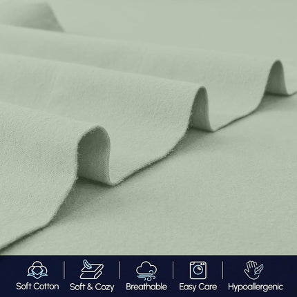 Elegant Comfort Soft 4-Piece 100% Turkish Cotton Flannel Sheet Set - Premium Quality, Deep Pocket Fitted Sheet, Ultra Soft, Cozy Warm Flannel Sheets - King, Mint Green