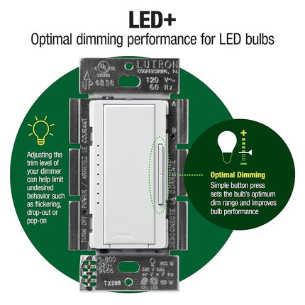 Lutron Maestro LED+ Dimmer Switch Kit for Dimmable LED, Halogen and Incandescent Bulbs, 150W/3-Way or Multi-Location, MACL-153M-RHW-BL, Black