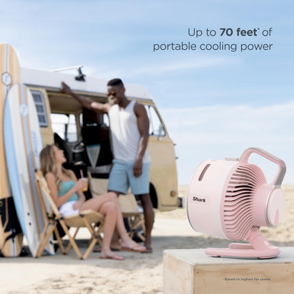 Shark FlexBreeze HydroGo Ultra-Powerful Portable Fan with Indoor/Outdoor Evaporative Mist, Up to 70 Feet Range, Corded and Wireless, Up to 12 Hours Battery, White, FA053BRN