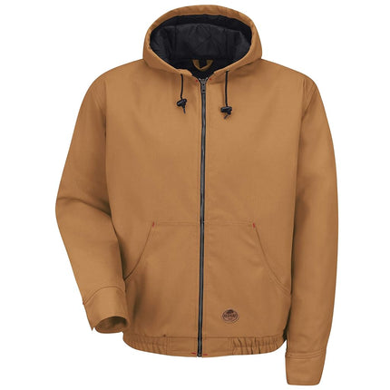 Red Kap Men's Blended Duck Zip Front Hooded Jacket, Brown Duck, XXXL